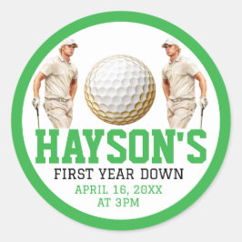 Adesivo Redondo Ano Baixo, Golfe Ligado! Parte primeiro aniversari