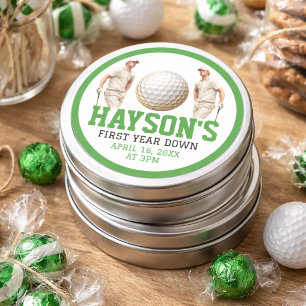 Adesivo Redondo Ano Baixo, Golfe Ligado! Parte primeiro aniversari