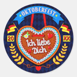 Adesivo Redondo Ano de Alteração Octoberfest 20xx Ich Liebe Dich