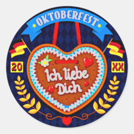 Adesivo Redondo Ano de Alteração Octoberfest 20xx Ich Liebe Dich