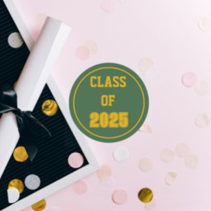 Adesivo Redondo Ano de Classe das Cores Escolares Verde e Dourada