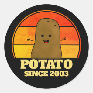 Adesivo Redondo Ano de Nascimento da Batata Retro