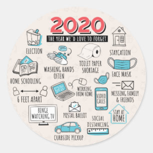 Adesivo Redondo Ano De Quarentena 2020 Para Esquecer Comemorativos