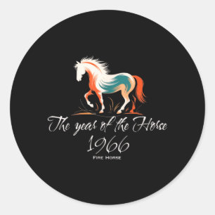 Adesivo Redondo Ano do Cavalo 1966 Cavalo de Fogo 1966 Aniversário