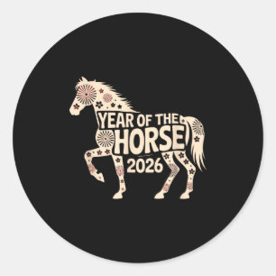 Adesivo Redondo Ano do Cavalo 2026 Ano Novo Lunar Chinês