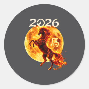 Adesivo Redondo Ano Do Cavalo 2026 Ano Novo Lunar Zodíaco Chinês