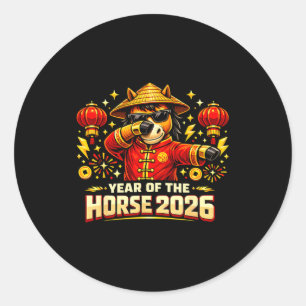 Adesivo Redondo Ano Do Cavalo 2026 Cavalo Dabbing Ano Novo Chinês