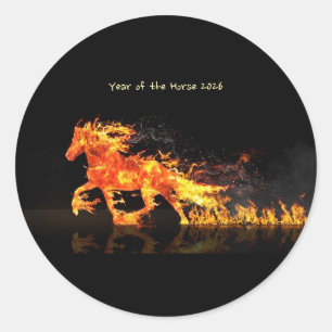 Adesivo Redondo Ano do Cavalo 2026 (Cavalo de Fogo)