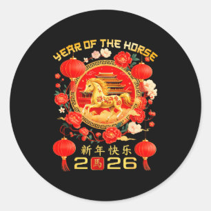 Adesivo Redondo Ano do Cavalo Ano Novo Lunar Ano Novo Chinês