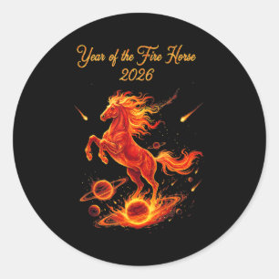 Adesivo Redondo Ano do cavalo de fogo 2026 ano novo chinês lunar