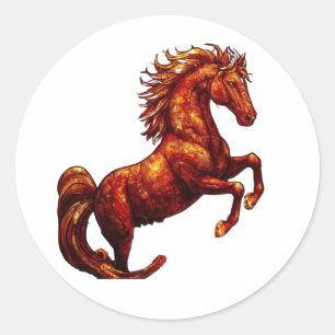 Adesivo Redondo Ano do Cavalo de Fogo 2026 Majestoso Chinês