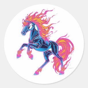 Adesivo Redondo Ano do Cavalo de Fogo 2026 Majestoso Chinês