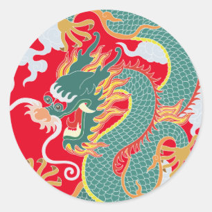 Adesivo Redondo Ano do Dragão Ano Novo Chinês 2024