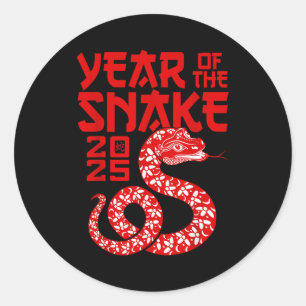 Adesivo Redondo Ano do Serpente 2025 Ano Novo Lunar Ano Novo Chinê
