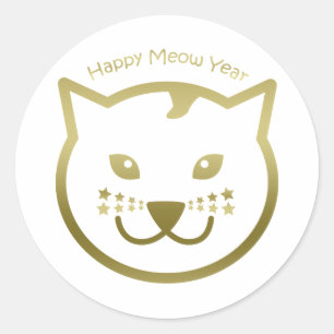 Adesivo Redondo Ano feliz do Meow - cor feita sob encomenda do