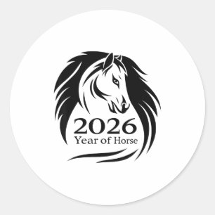 Adesivo Redondo Ano Festivo do Cavalo de Fogo 2026 Ano Novo Chinês