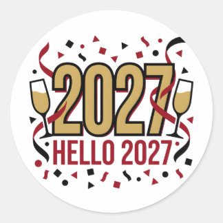 Adesivo Redondo Ano Novo 2027 Olá Confetes