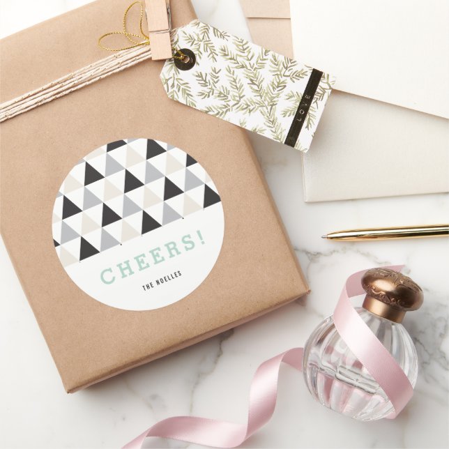 Adesivo Redondo Ano Novo anima feriado geométrico neutro (Presentear)