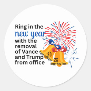 Adesivo Redondo Ano Novo Anti-Trump Impugnar Remover 2026 Político