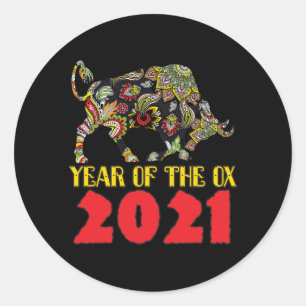 Adesivo Redondo Ano Novo Chinês 2021 - Ano Da Ox