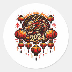 Adesivo Redondo ano novo chinês 2024