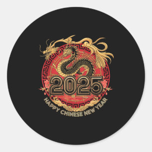 Adesivo Redondo Ano Novo Chinês 2025 Feliz Ano Novo Tradicional 