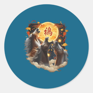 Adesivo Redondo Ano Novo Chinês 2026 Ano do Cavalo