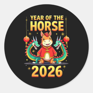 Adesivo Redondo Ano Novo Chinês 2026 Ano do Cavalo