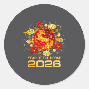 Adesivo Redondo Ano Novo Chinês 2026 Ano do Cavalo Ano Novo Lunar