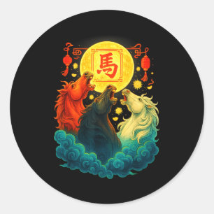 Adesivo Redondo Ano Novo Chinês 2026 Ano do Cavalo Ano Novo Lunar