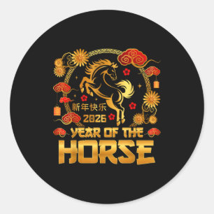 Adesivo Redondo Ano Novo Chinês 2026 Ano Lunar do Cavalo Chinês