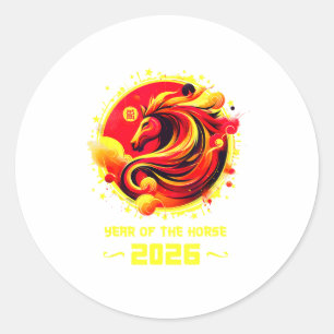 Adesivo Redondo Ano Novo Chinês 2026 Cavalo Feliz Ano Novo Chinês