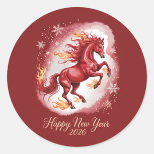 Adesivo Redondo Ano Novo Chinês do Cavalo 2026