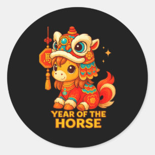 Adesivo Redondo Ano Novo Chinês do Cavalo 2026 Ano Novo Lunar