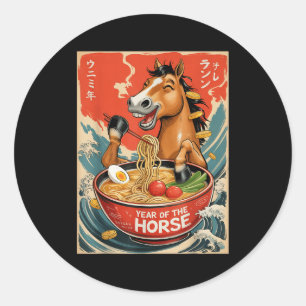 Adesivo Redondo Ano Novo Chinês Zodiacal Do Cavalo 2026 Ramen Me