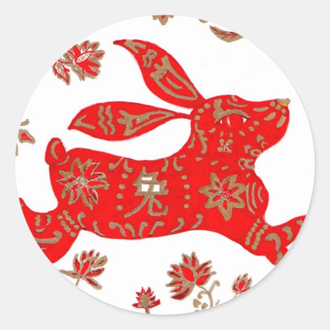 Adesivo Redondo Ano Novo da Sticker Chinês do Coelho 2011 (Frente)