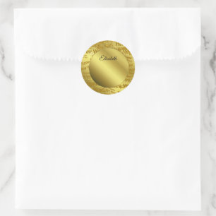Adesivo Redondo ano novo feliz dourado