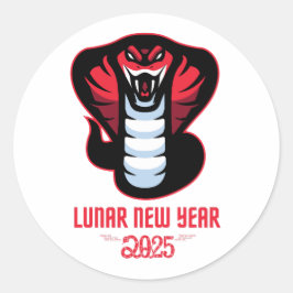 Adesivo Redondo Ano Novo Lunar 2025 Ano Da Cobra
