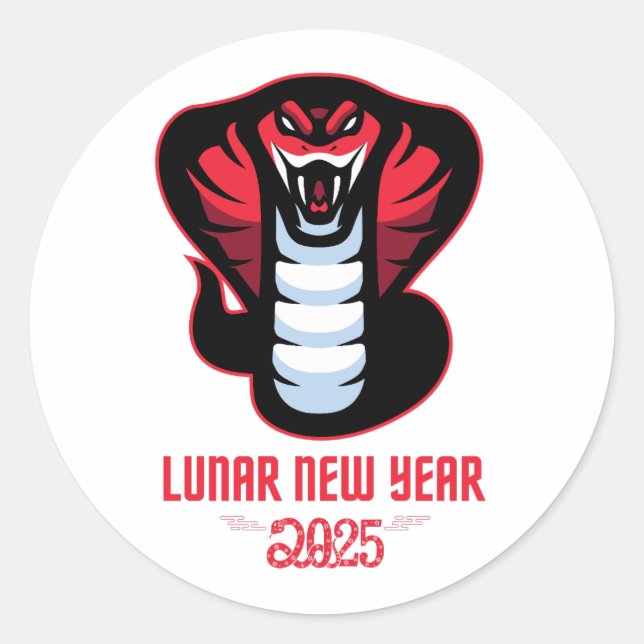 Adesivo Redondo Ano Novo Lunar 2025 Ano Da Cobra (Frente)