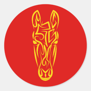 Adesivo Redondo Ano Novo Lunar Chinês do Cavalo 2026 4724 Fogo