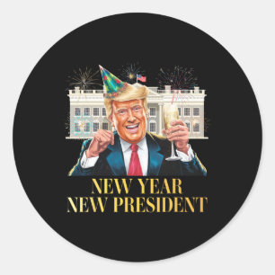 Adesivo Redondo Ano Novo Presidente Funny Trump Véspera de ano nov