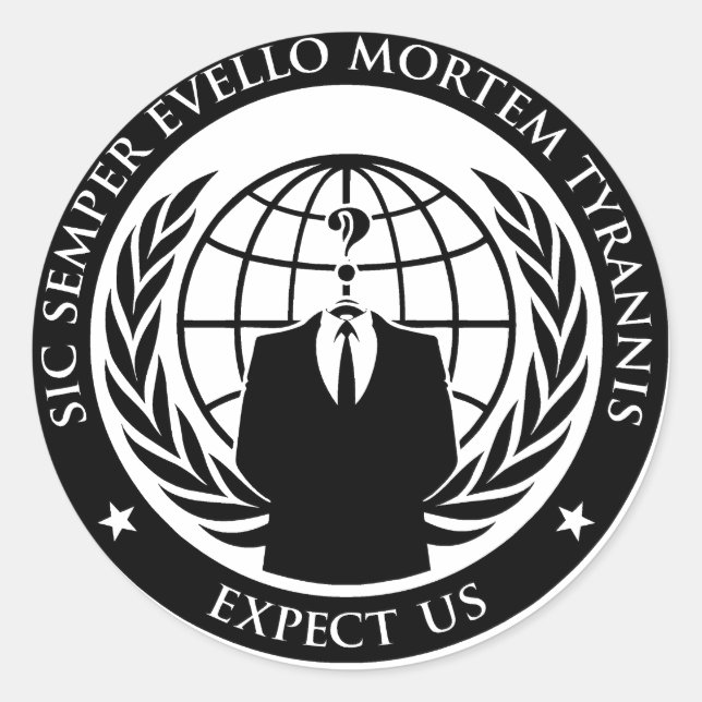 Adesivo Redondo Anonymous Semper Evello Mortem Tyrannis (Frente)