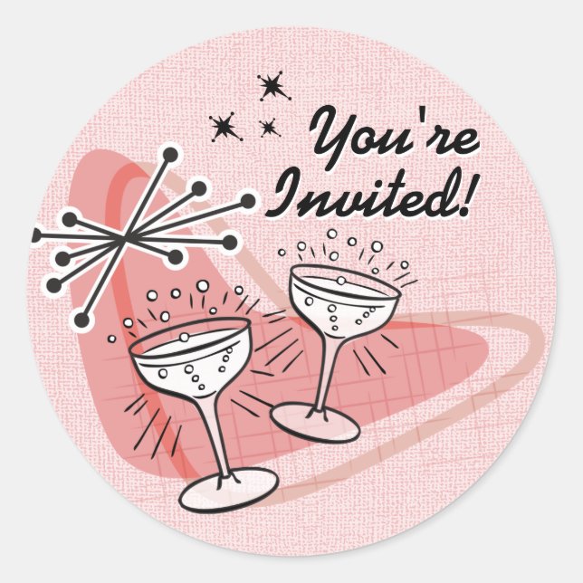 Adesivo Redondo Anos 50 Fab Noivado de Casamento (Frente)