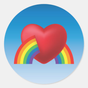 Adesivo Redondo anos 80 Retro Puffy Heart e Rainbow Sticker