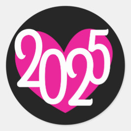 Adesivo Redondo anos novos gráficos cor-de-rosa 2025