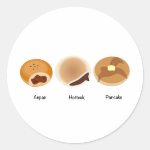 Adesivo Redondo Anpan,Hotteok,Pancake