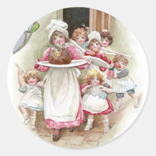 Adesivo Redondo Ansioso para o natal vintage do pudim de ameixa