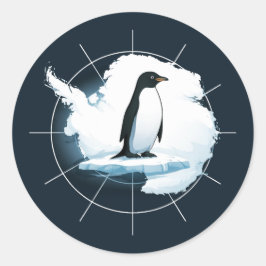 Adesivo Redondo Antarctica Penguin Emblem – Polar Explorer Design