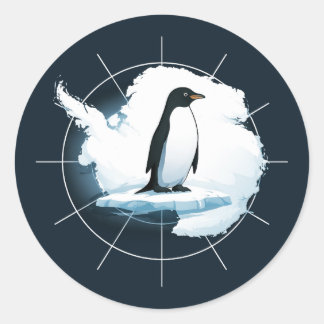 Adesivo Redondo Antarctica Penguin Emblem – Polar Explorer Design