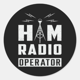 Adesivo Redondo Antena Amateur Gift, Operador de Radiofrequência